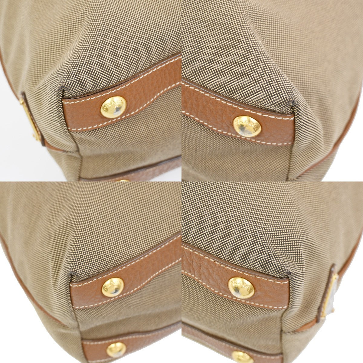 PRADA Logo Shoulder Hobo Bag Jacquard Canvas Leather Brown GHW Italy 85YH899
