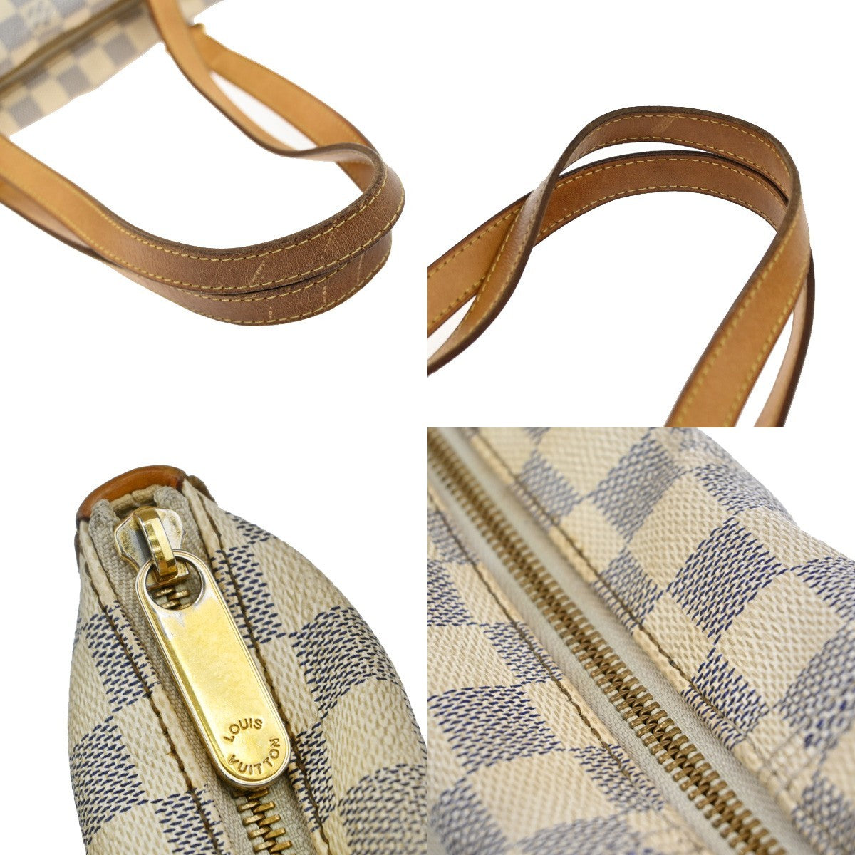 LOUIS VUITTON Totally PM Shoulder Bag Damier Azur Leather White N51261 84KB328