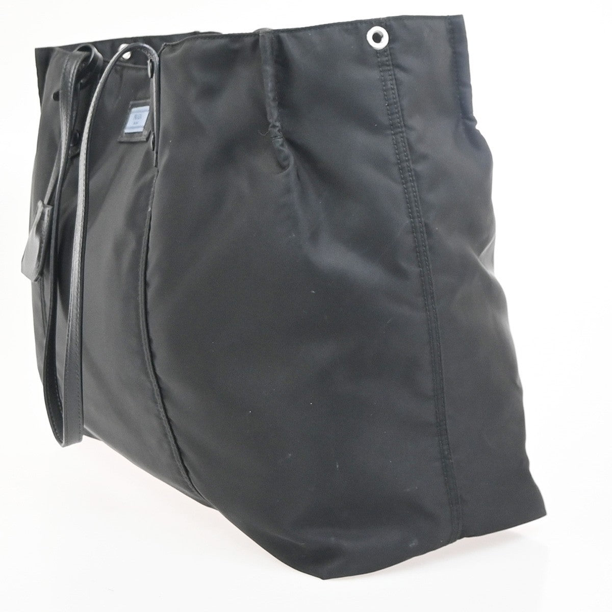 PRADA Logo Tessuto Shoulder Tote Bag Nylon Leather Black SHW Italy 33KC923