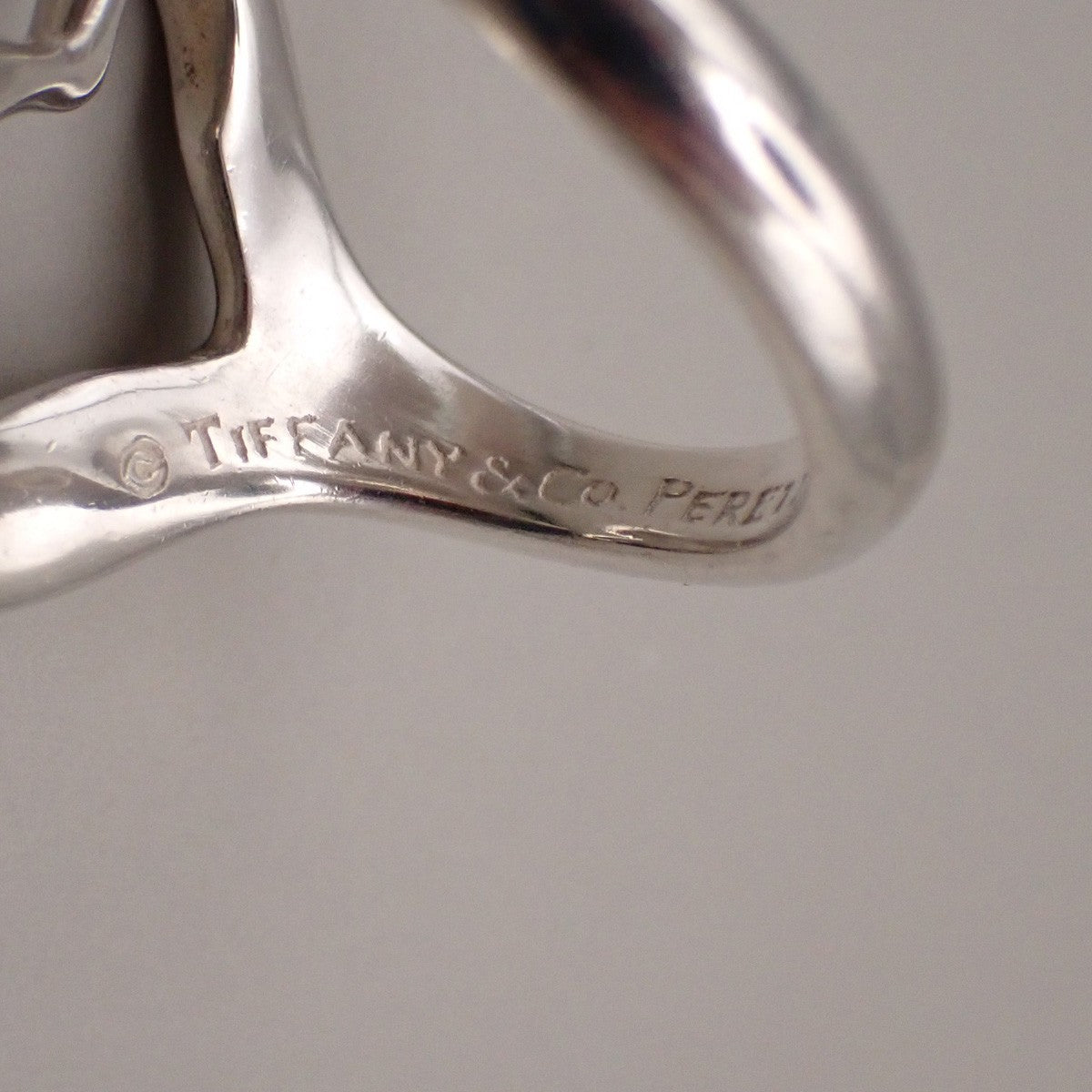 Tiffany & Co. Logo Open Heart Ring US #6 Silver 925 Elsa Peretti 09YH738