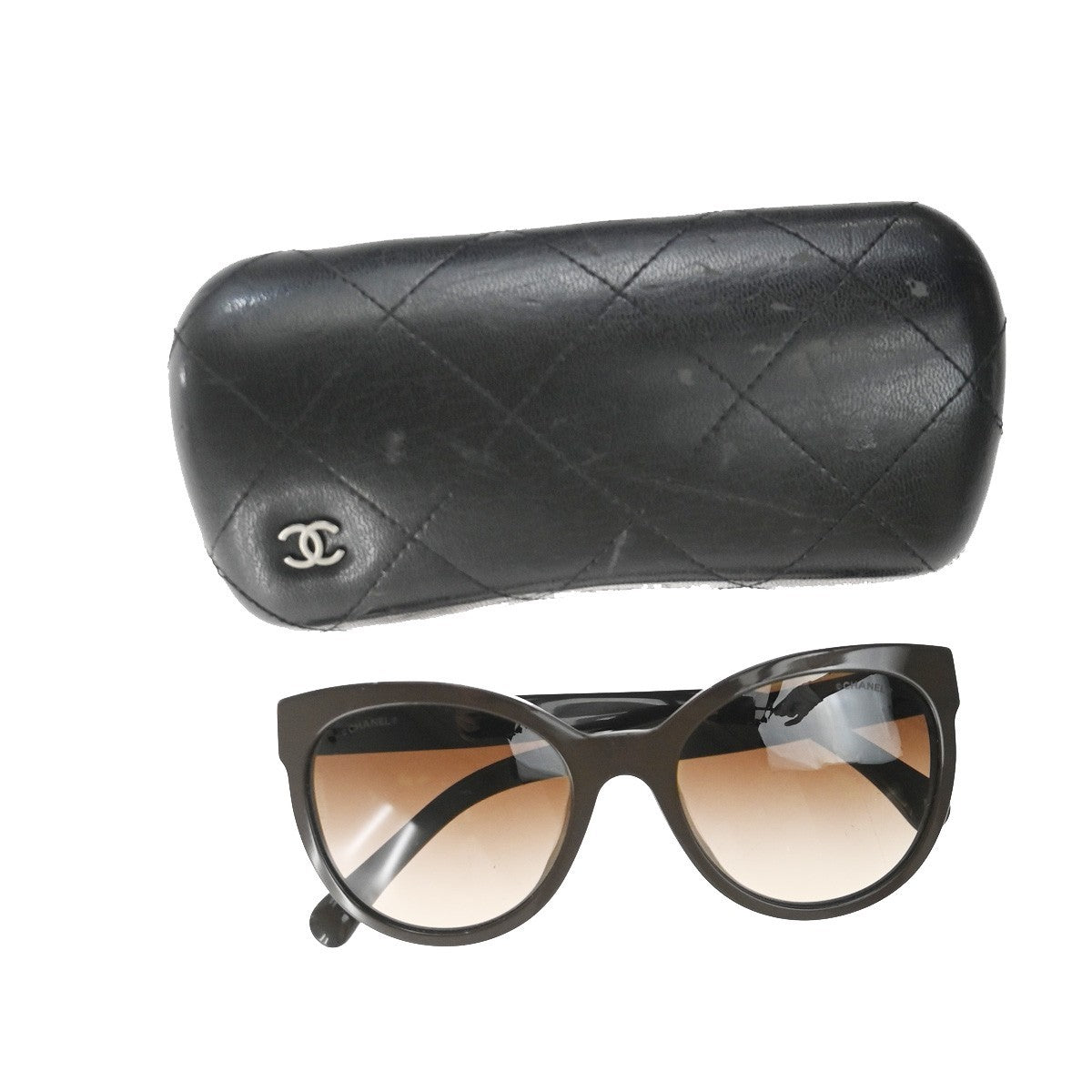 CHANEL CC Logo Sunglasses Eye Were Plastic Metal Brown Italy 5315-A 62RL992