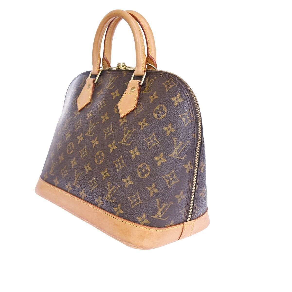 LOUIS VUITTON LV Logo Alma Hand Bag Monogram Leather Brown France M51130 16DA025