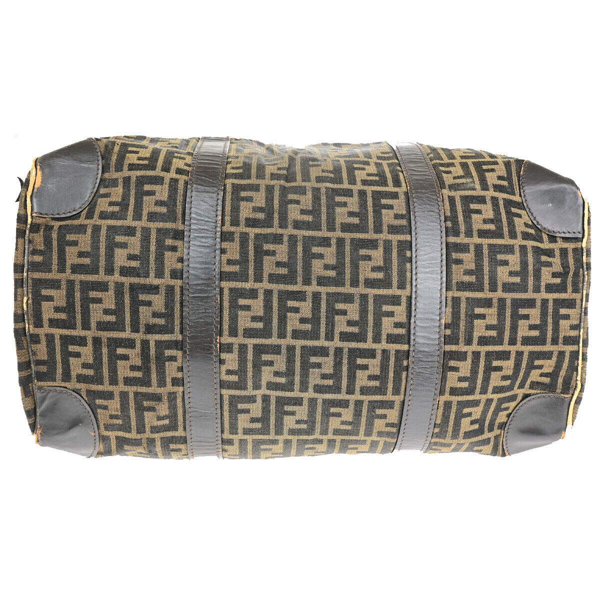 FENDI Logo Zucca Pattern Travel Hand Bag Canvas Leather Brown Italy 01SJ086