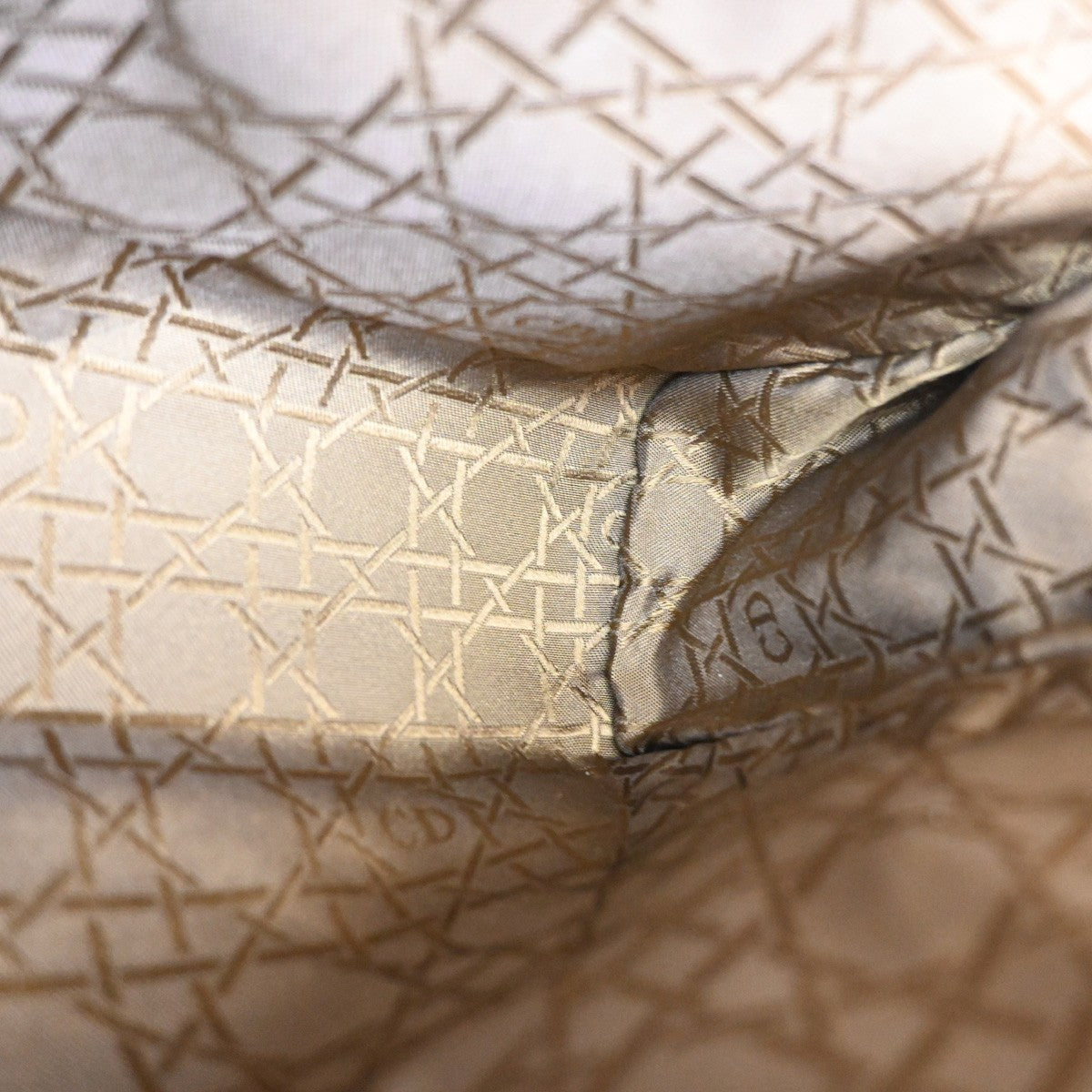 CHRISTIAN DIOR Shoulder Bag Patent Nylon Leather Beige GHW Italy 39TA647