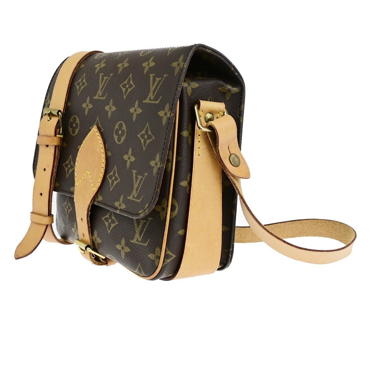 LOUIS VUITTON Cartouchiere MM Shoulder Bag Monogram Leather Brown M51253 81SJ036