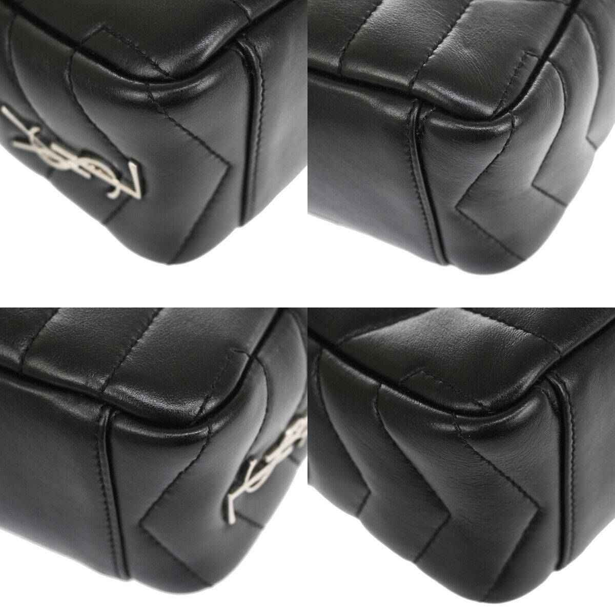 SAINT LAURENT YSL Logo Chain Mini Shoulder Bag Leather Black SHW Italy 683RJ193