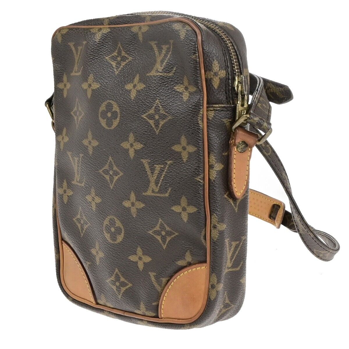 LOUIS VUITTON Danube Shoulder Bag Monogram Leather Brown France M45266 65ED334