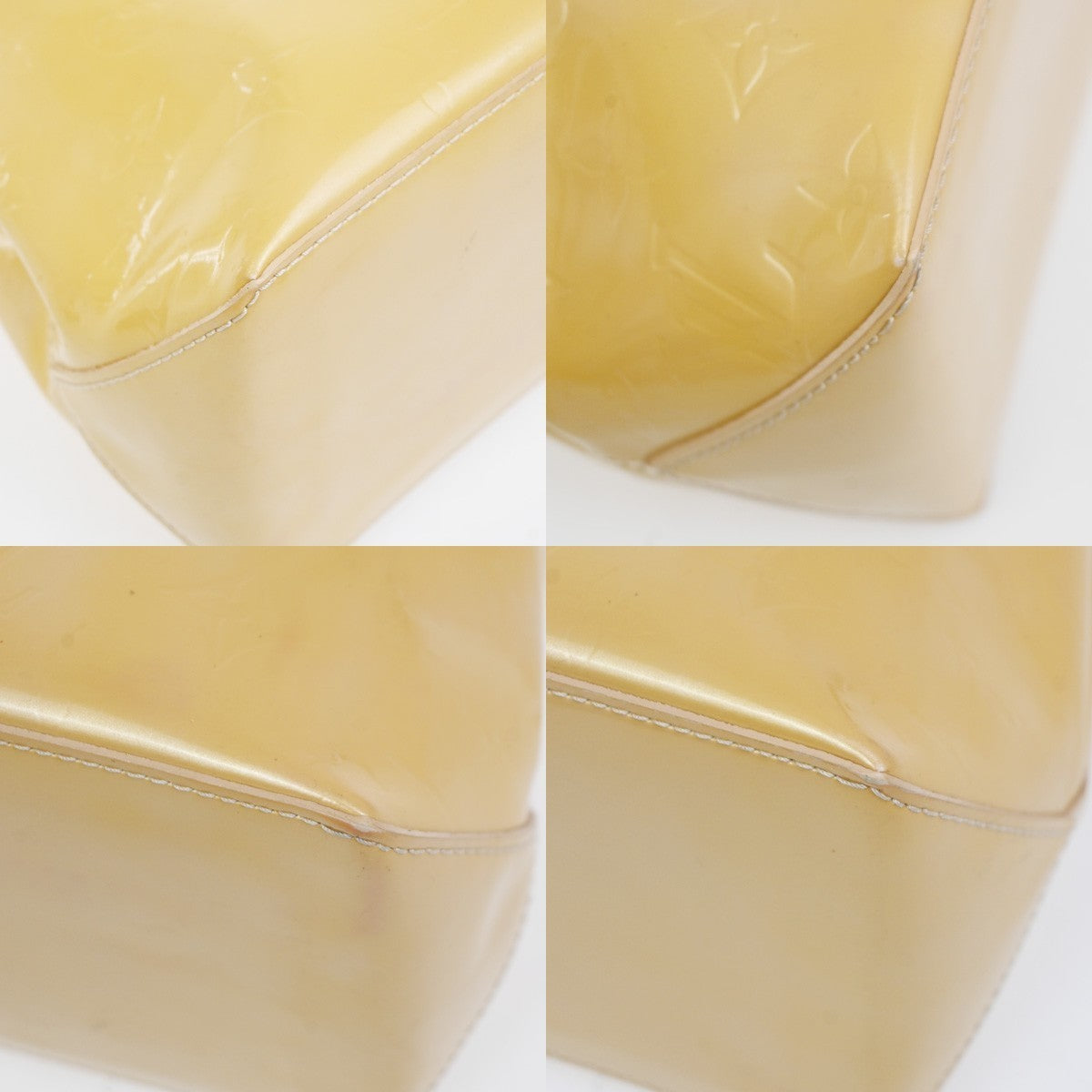 LOUIS VUITTON Wilshire PM Hand Bag Monogram Vernis Patent Beige M91642 33MA275