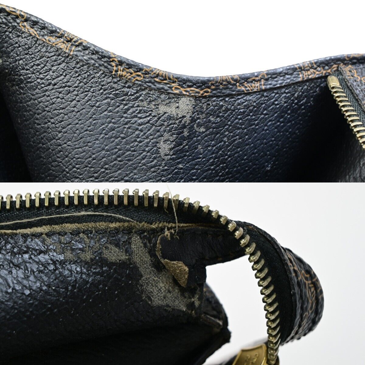 CELINE Logo Macadam Pattern Shoulder Tote Bag PVC Leather Black Italy 66EB346