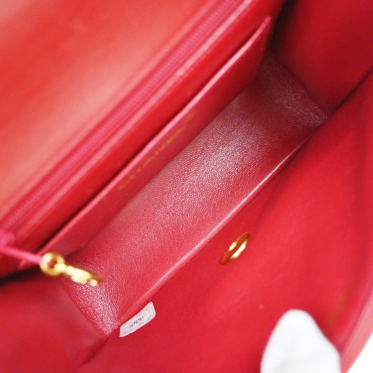CHANEL CC Logo Mini Matelasse Chain Hand Bag Leather Red GHW Vintage 863RF268