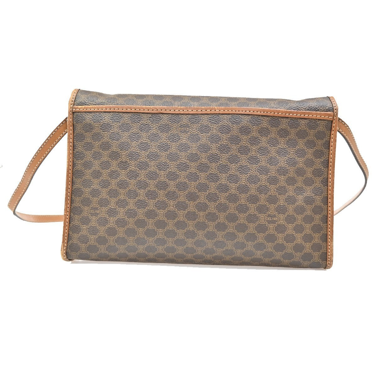 CELINE Logo Macadam Pattern 2Way Shoulder Bag PVC Leather Brown Italy 65KB548