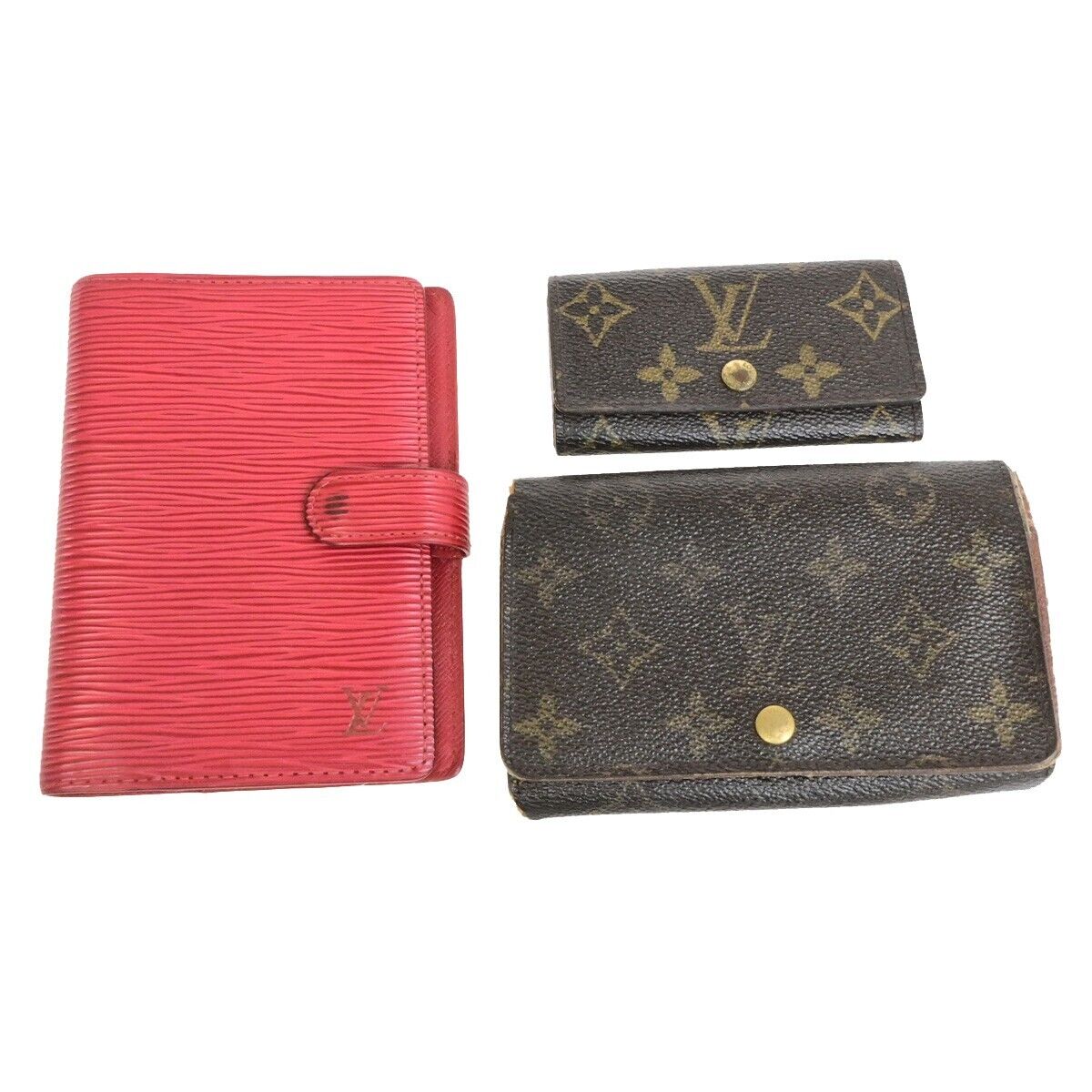 LOUIS VUITTON 3 Set Wallet Key Case Agenda Monogram Epi Leather BN RD 67YH169
