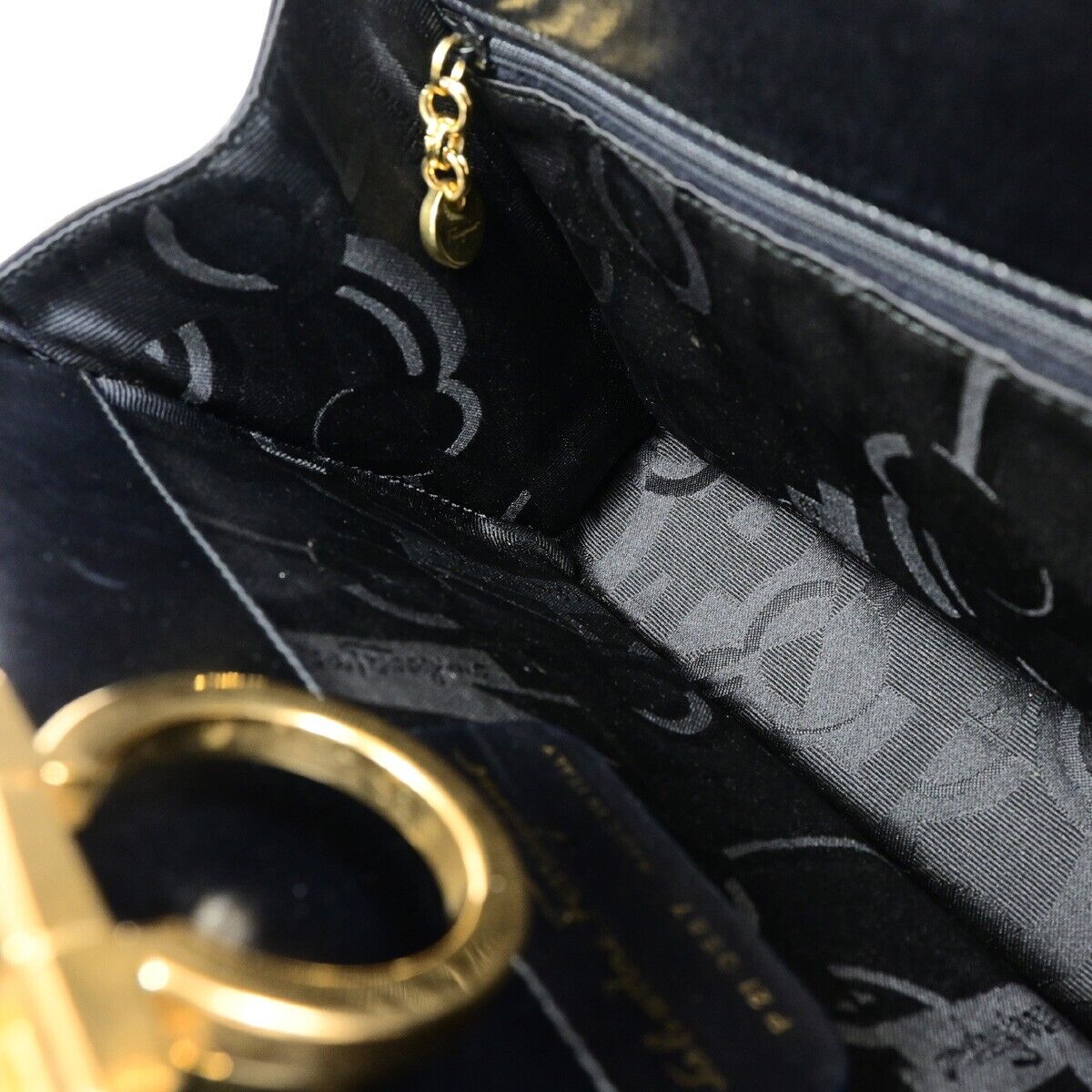 SALVATORE FERRAGAMO Gancini 2Way Chain Shoulder Clutch Bag Leather Black 36EB863