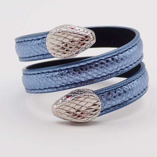 BVLGARI Logo Serpenti Forever Bracelet Blue Silver Italy Accessory 31RL216