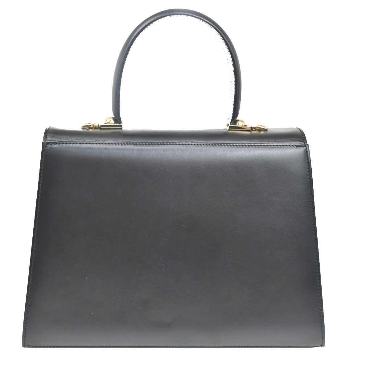 SALVATORE FERRAGAMO Logo Gancini 2WAY Hand Bag Leather Black GHW Italy 77RL504