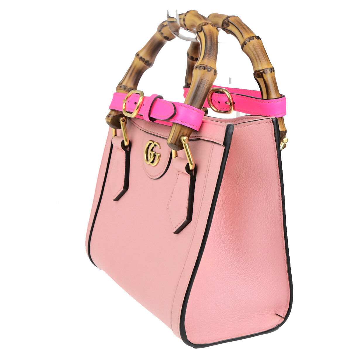 GUCCI Bamboo Diana Mini Tote 2Way Shoulder Hand Bag Leather Pink GHW 678RK731
