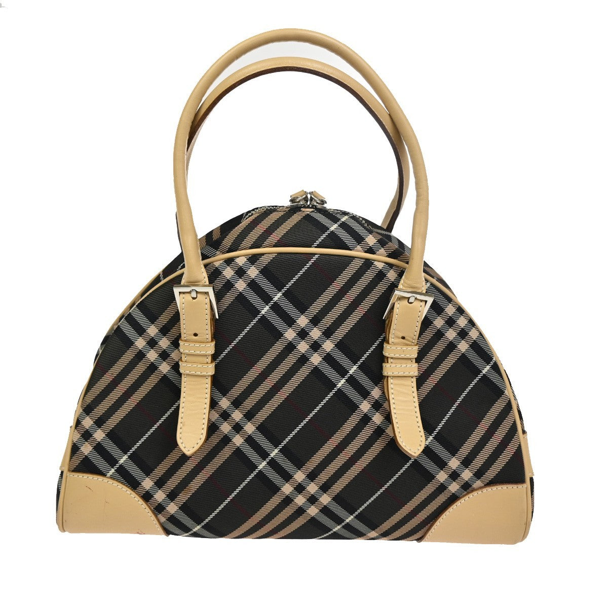 BURBERRY BLUE LABEL Nova Check Tote Bag Heart Charm Canvas Leather Brown 63KC467