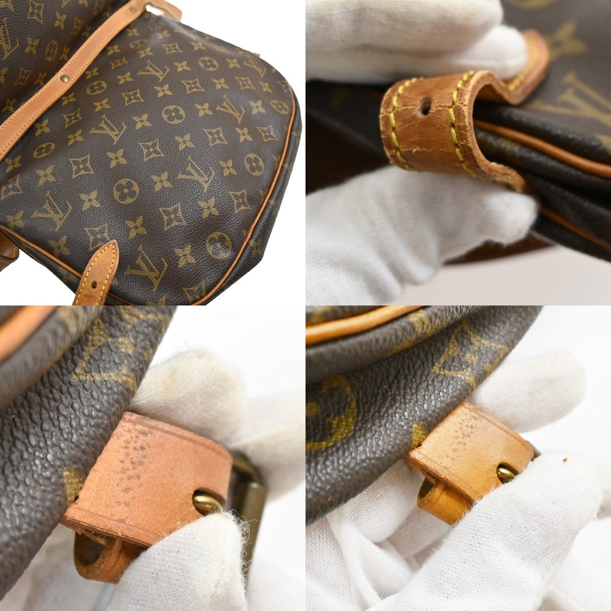 LOUIS VUITTON Logo Saumur 30 Shoulder Bag Monogram Leather Brown M42256 34SA059