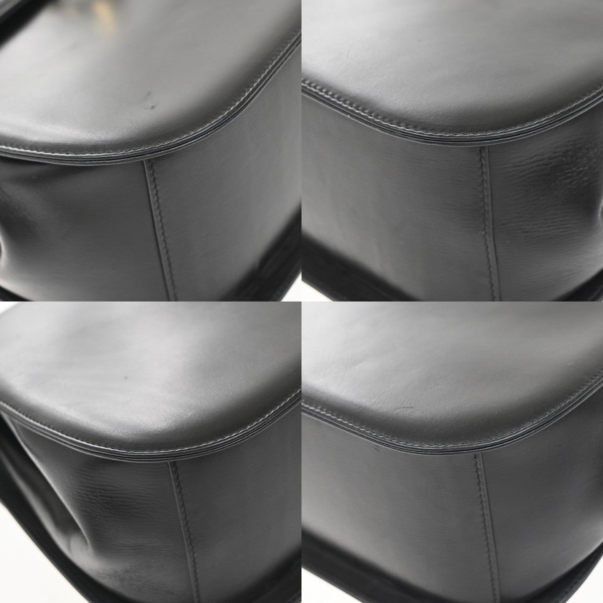 SALVATORE FERRAGAMO Logo Gancini Shoulder Hand Bag Leather Black 80EF729