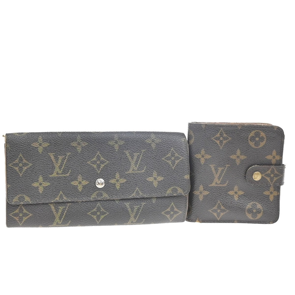 LOUIS VUITTON LV 2 Set Credit Compact Zip Wallet Monogram Leather BN 02KC753