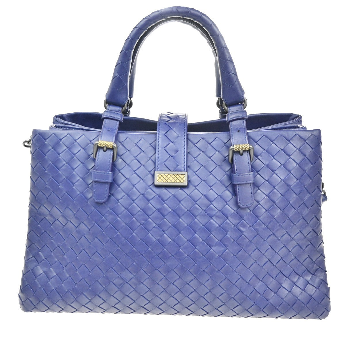 BOTTEGA VENETA Intrecciato Logo 2Way Shoulder Hand Bag Leather Blue 607RL768