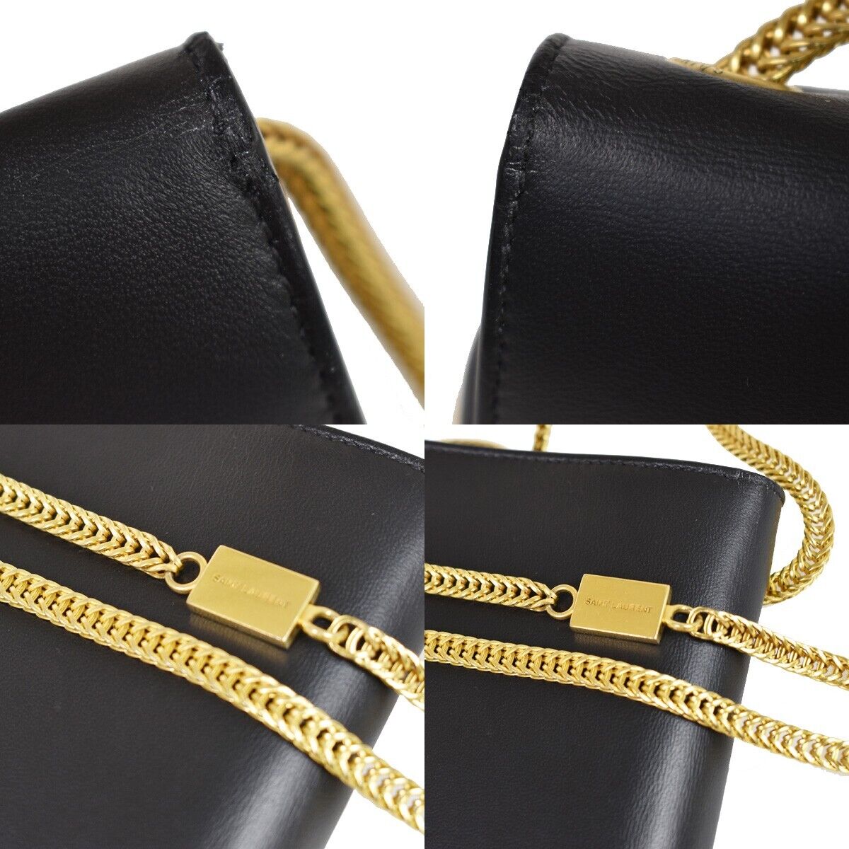 SAINT LAURENT YSL Logo Kate Tassel Chain Shoulder Bag Leather Black 663RH567