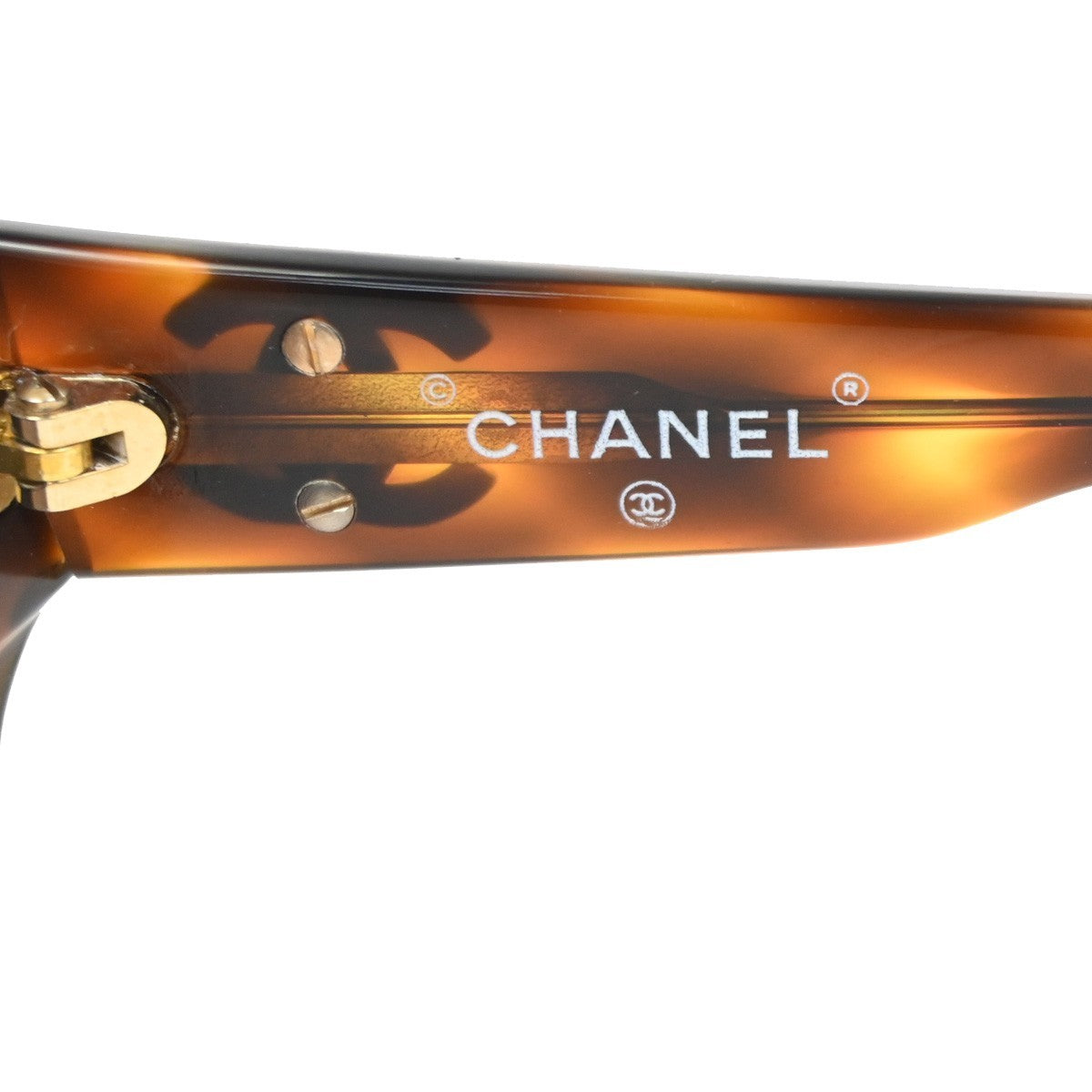 CHANEL CC Logo Sunglasses Eye Wear Plastic Brown GHW Italy 0006 09RL981