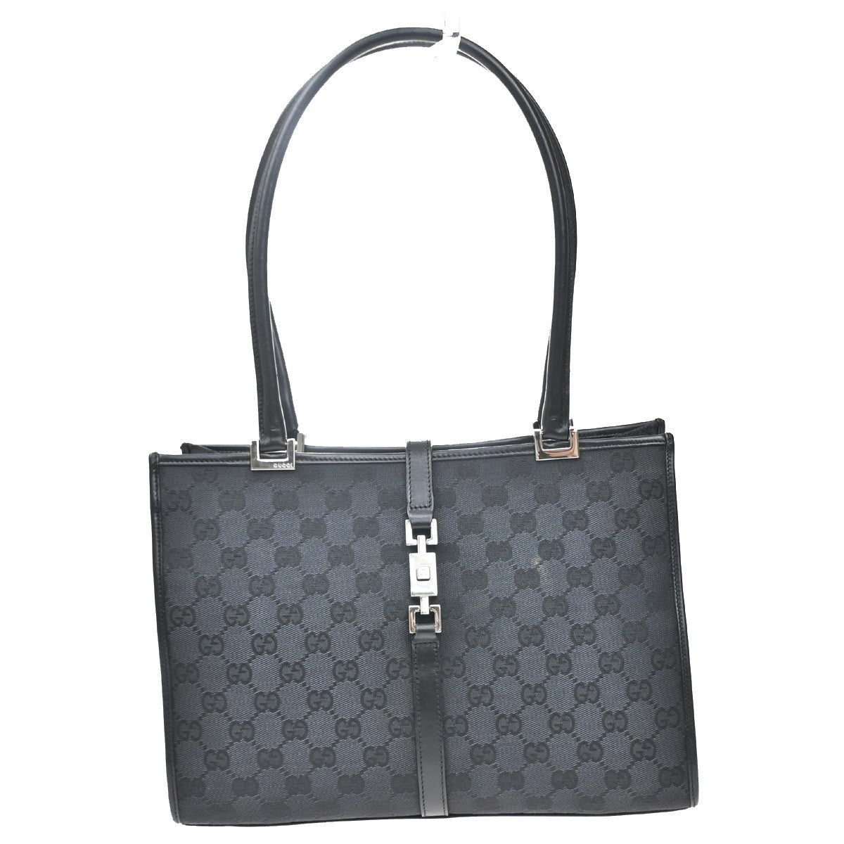 Gucci GG Pattern Jackie Shoulder Tote Bag Canvas Leather Black Italy 79SA077