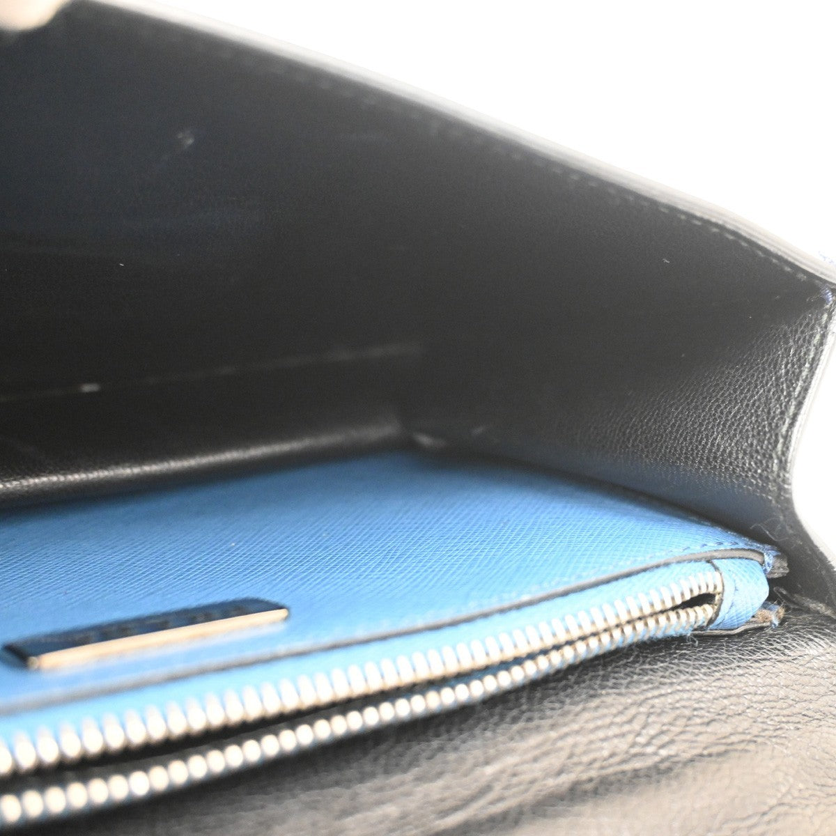 PRADA Logo Lux Sound Small Shoulder Bag Saffiano Leather Blue SHW 86TA668