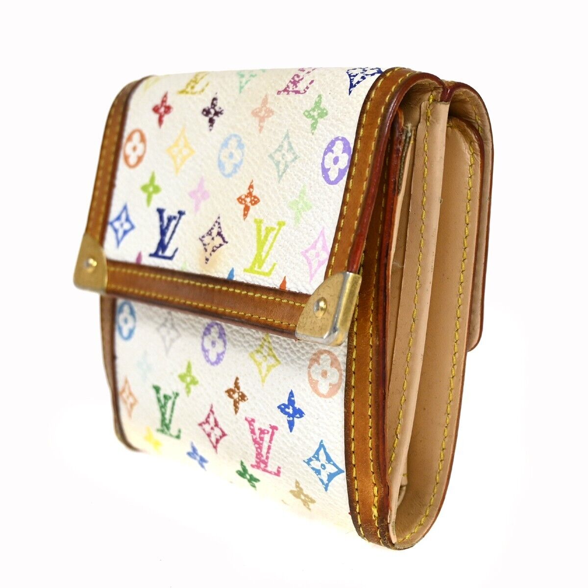 LOUIS VUITTON Credit Trifold Wallet Monogram Multi Leather White M92983 60HB317