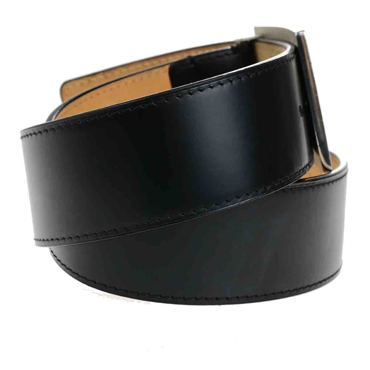 LOUIS VUITTON Logo Ceinture Jeans Belt Leather Black Silver Spain M6812 64ED273
