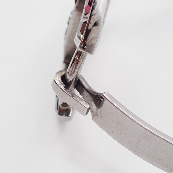 CHANEL CC Logo Rhinestone Bangle Bracelet 05P SHW Vintage Accessory 76RL875