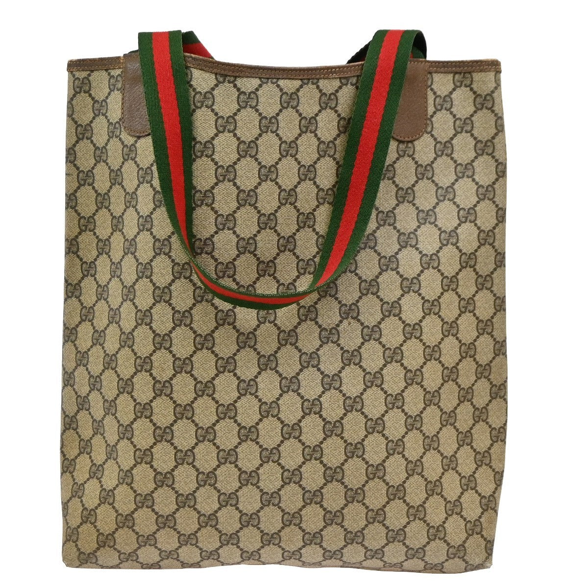 GUCCI GG Pattern Sherry Shoulder Tote Bag PVC Leather Brown GHW Italy 68DA144