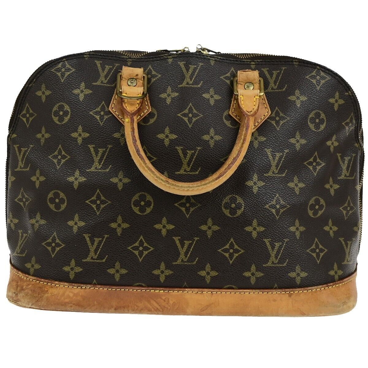 LOUIS VUITTON LV Logo Alma Hand Bag Monogram Leather Brown U.S.A. M51130 69SJ593
