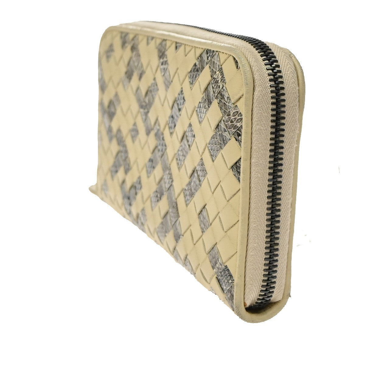BOTTEGA VENETA Intrecciato Zip Around Long Wallet Embossing Leather BE 63KD204
