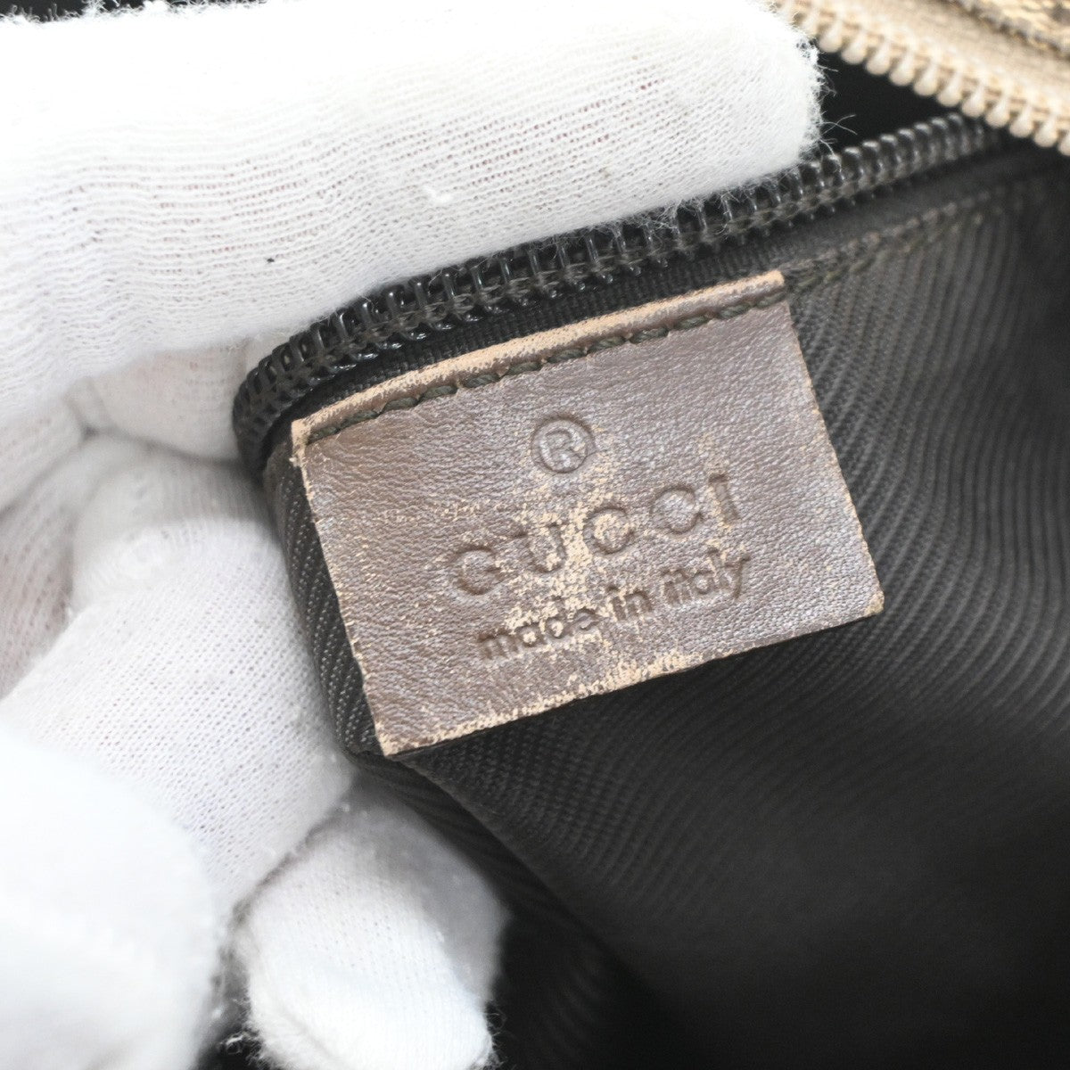 GUCCI Logo GG Pattern ShoulderTote Bag Canvas Leather Beige Italy 02KD124