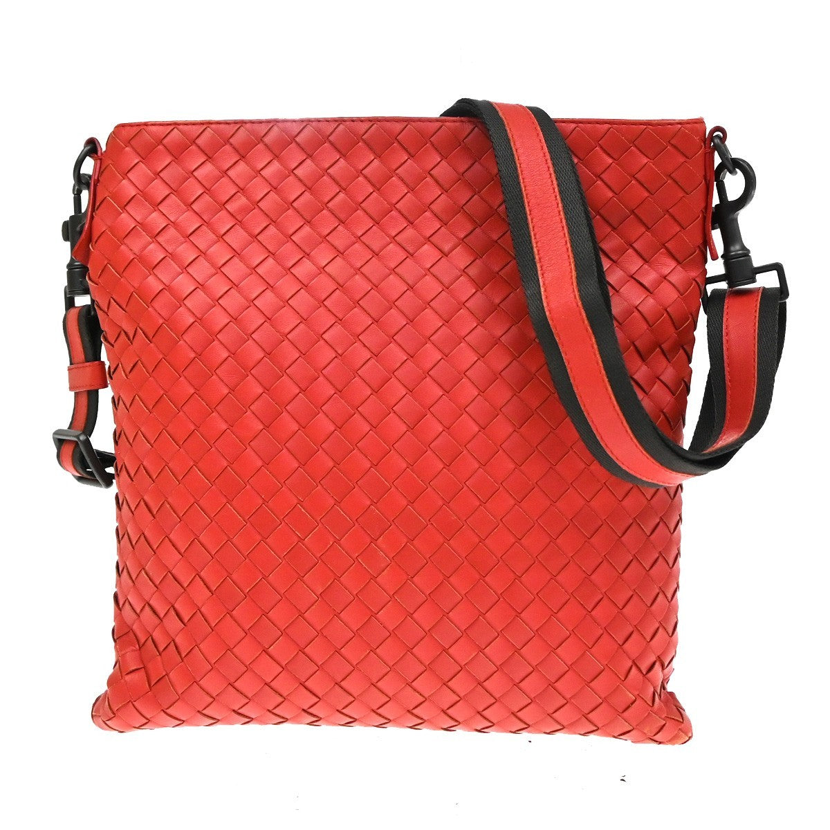 BOTTEGA VENETA Logo Intrecciato Crossbody Shoulder Bag Leather Red Italy 79KD210