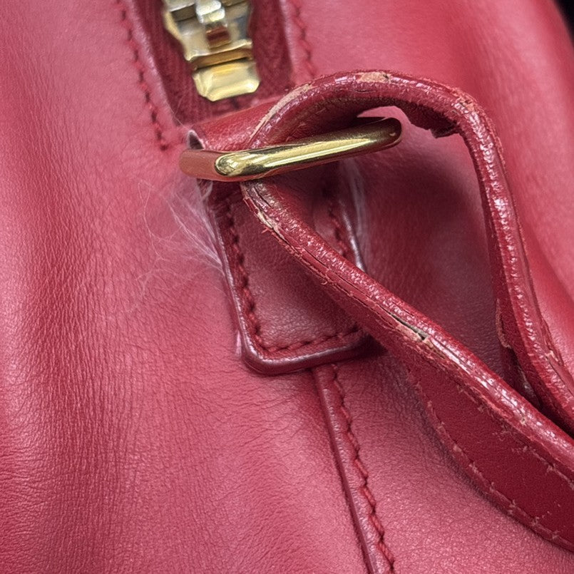 SAINT LAURENT Baby Duffle 2way Shoulder Hand Bag Leather Red GHW Italy 86KD179