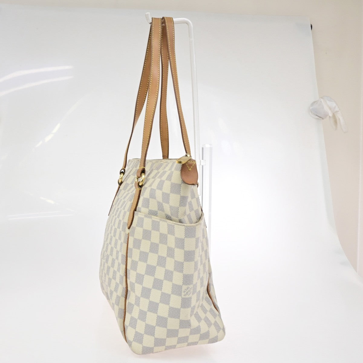 LOUIS VUITTON Totally MM Shoulder Bag Damier Azur Leather White N51262 10KD167