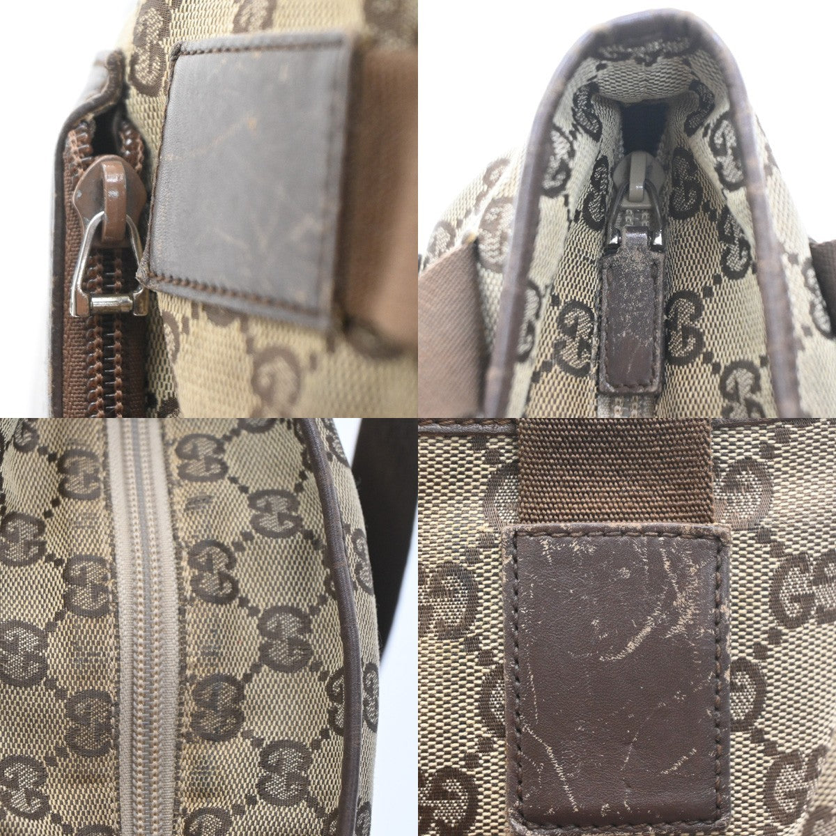 GUCCI Logo GG Pattern ShoulderTote Bag Canvas Leather Beige Italy 02KD124