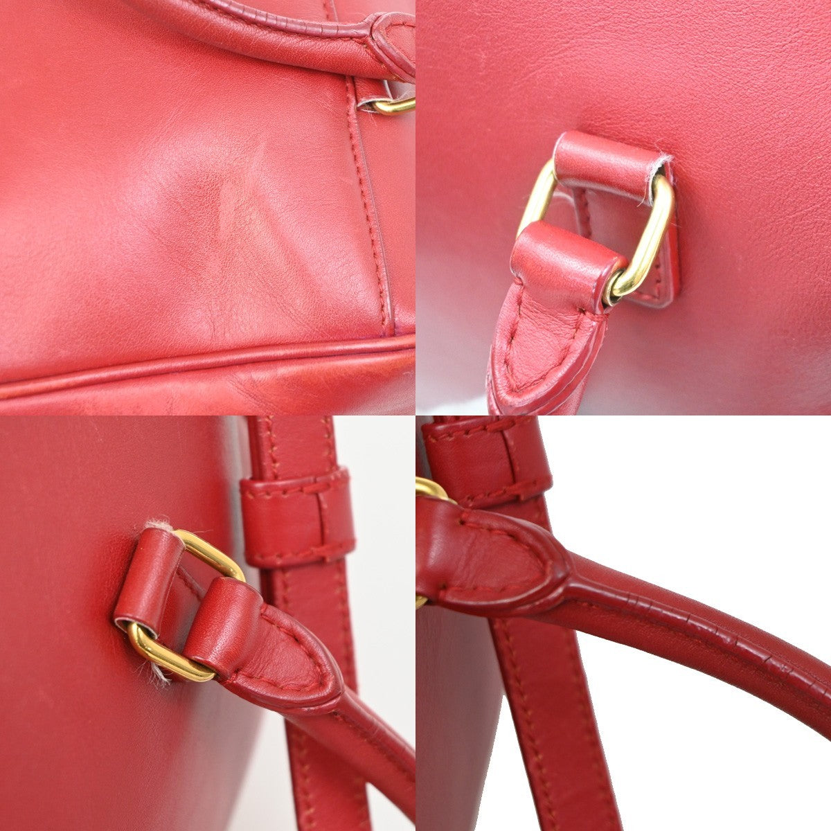 SAINT LAURENT Baby Duffle 2way Shoulder Hand Bag Leather Red GHW Italy 86KD179