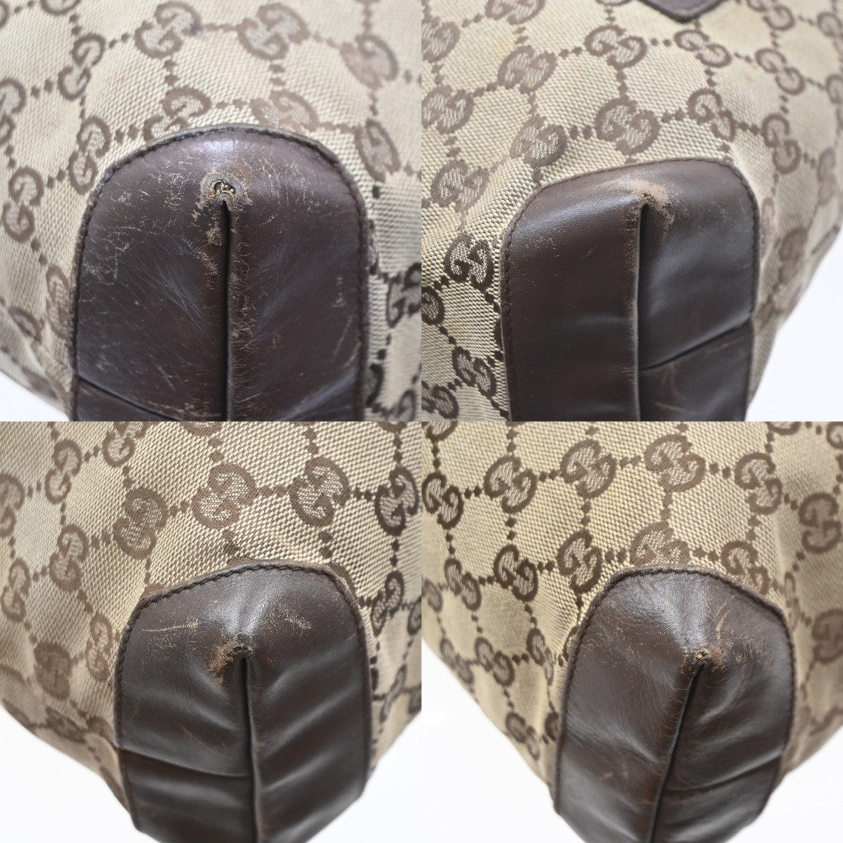 GUCCI Logo GG Pattern ShoulderTote Bag Canvas Leather Beige Italy 02KD124