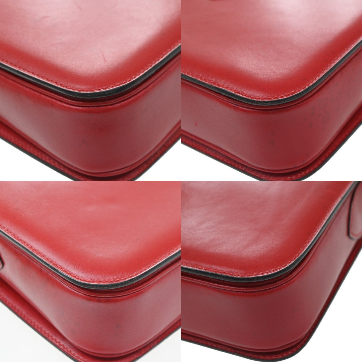 CELINE Logo Crossbody Shoulder Hand Bag Leather Red GHW France 38YJ284