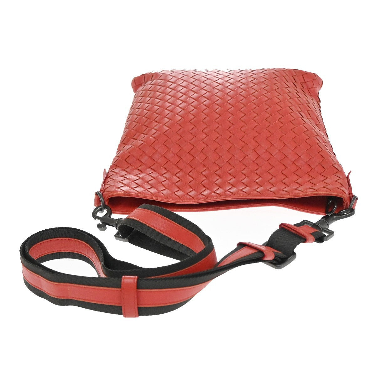 BOTTEGA VENETA Logo Intrecciato Crossbody Shoulder Bag Leather Red Italy 79KD210