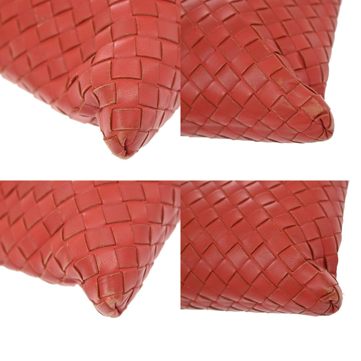 BOTTEGA VENETA Logo Intrecciato Crossbody Shoulder Bag Leather Red Italy 79KD210