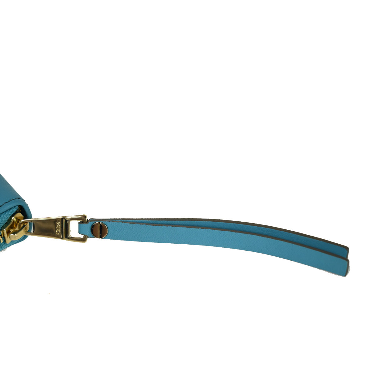 CHLOE Logo Long Leather Bow Wallet Purse Ribbon Blue Gold Bulgaria 68YA303