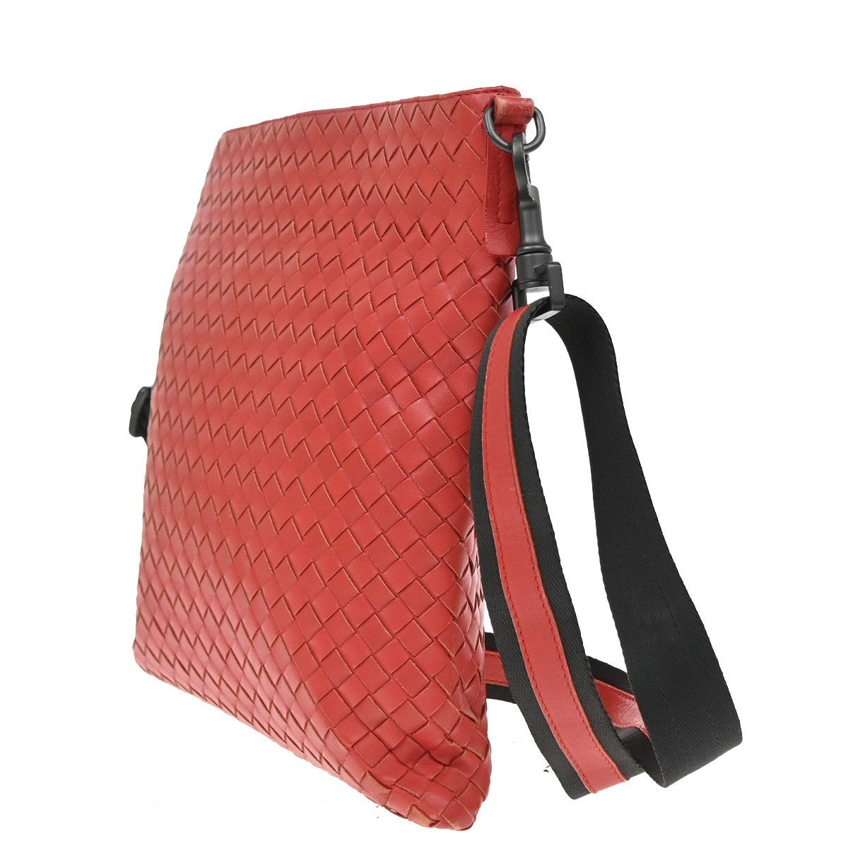 BOTTEGA VENETA Logo Intrecciato Crossbody Shoulder Bag Leather Red Italy 79KD210