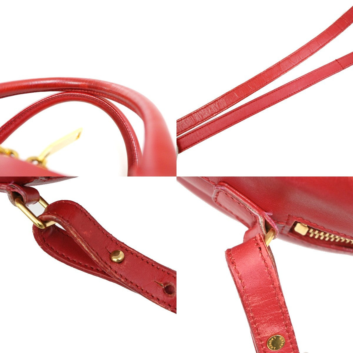 SAINT LAURENT Baby Duffle 2way Shoulder Hand Bag Leather Red GHW Italy 86KD179