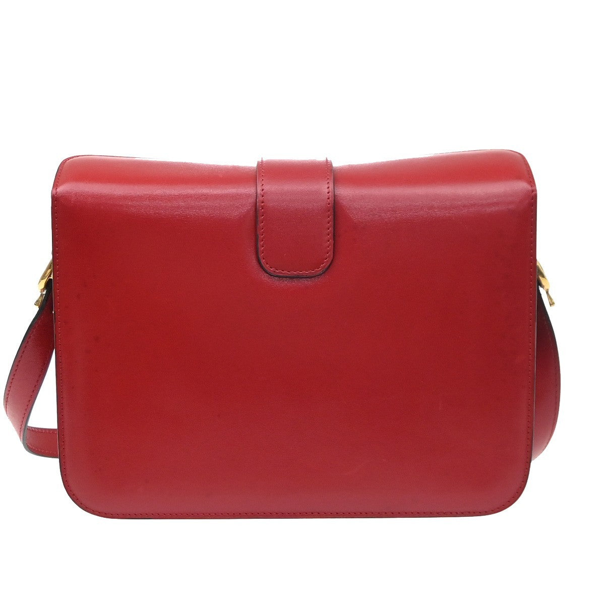 CELINE Logo Crossbody Shoulder Hand Bag Leather Red GHW France 38YJ284
