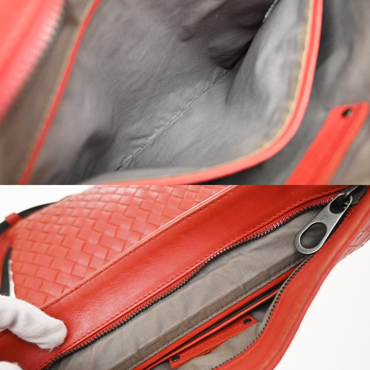 BOTTEGA VENETA Logo Intrecciato Crossbody Shoulder Bag Leather Red Italy 79KD210